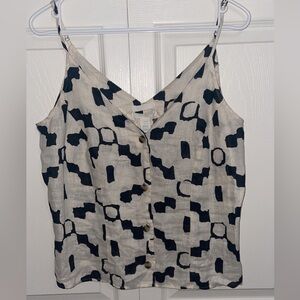 H&M US M | Cream and Black Patterned Tank Top